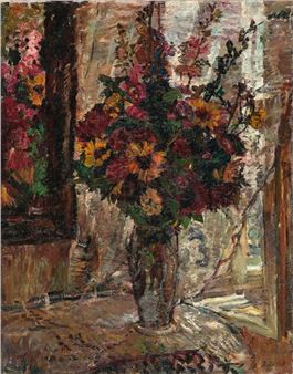 BlumenstrauÃ vor dem Fenster - Reinhold Ewald