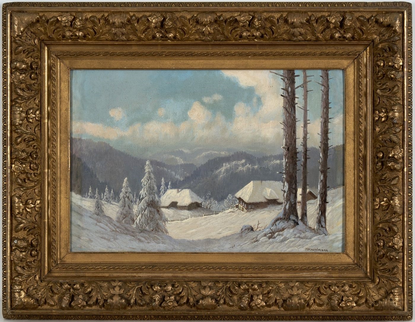 Artwork by Karl Hauptmann, Blick in ein verschneites Schwarzwaldtal, Made of oil on canvas