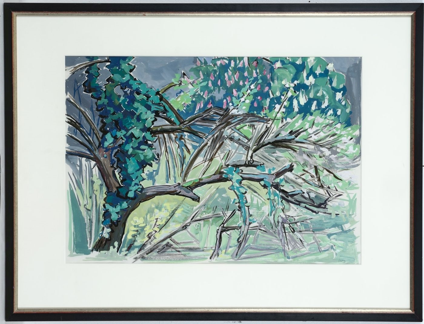 Artwork by Inge Hergenhahn, Zweige und Blüten, Made of Gouache