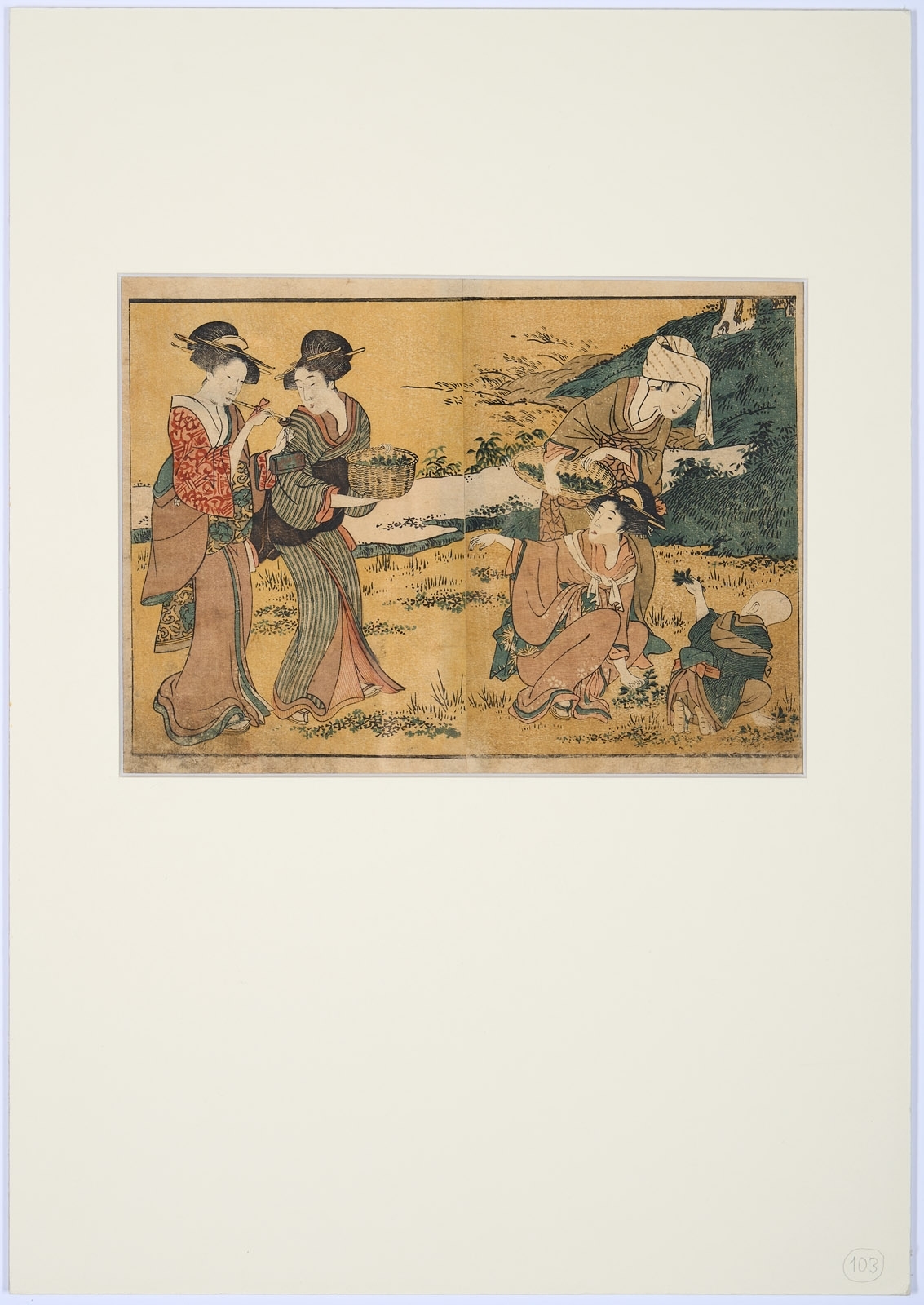 Artwork by Kitagawa Utamaro, Spielende Kinder, Made of color woodcut