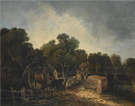 COTTAGE BY A RIVER - John Berney Crome