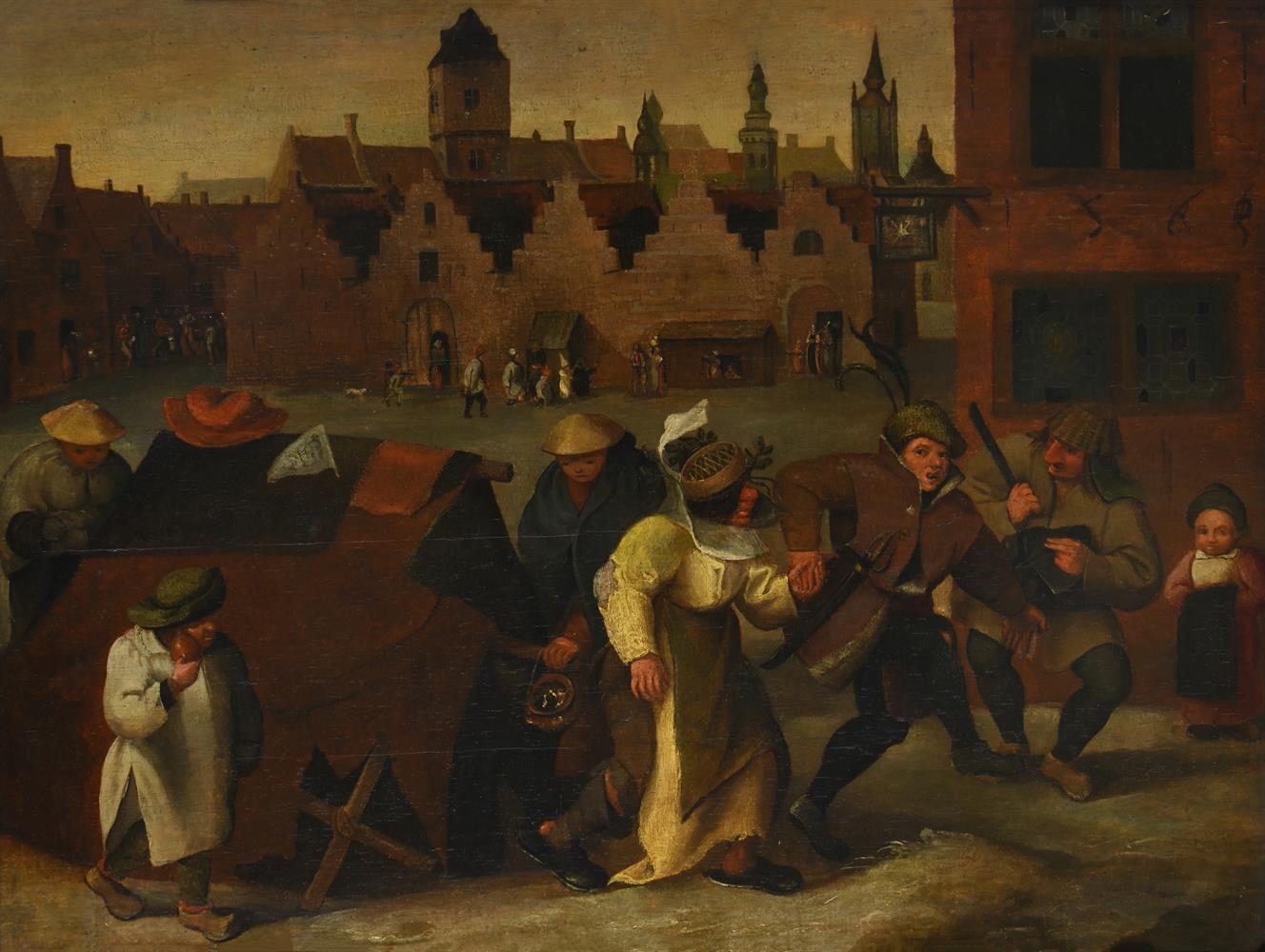 Artwork by Pieter Brueghel the Elder, THE DIRTY BRIDE OR THE WEDDING OF MOPSUS AND NICA, Made of Oil On Panel