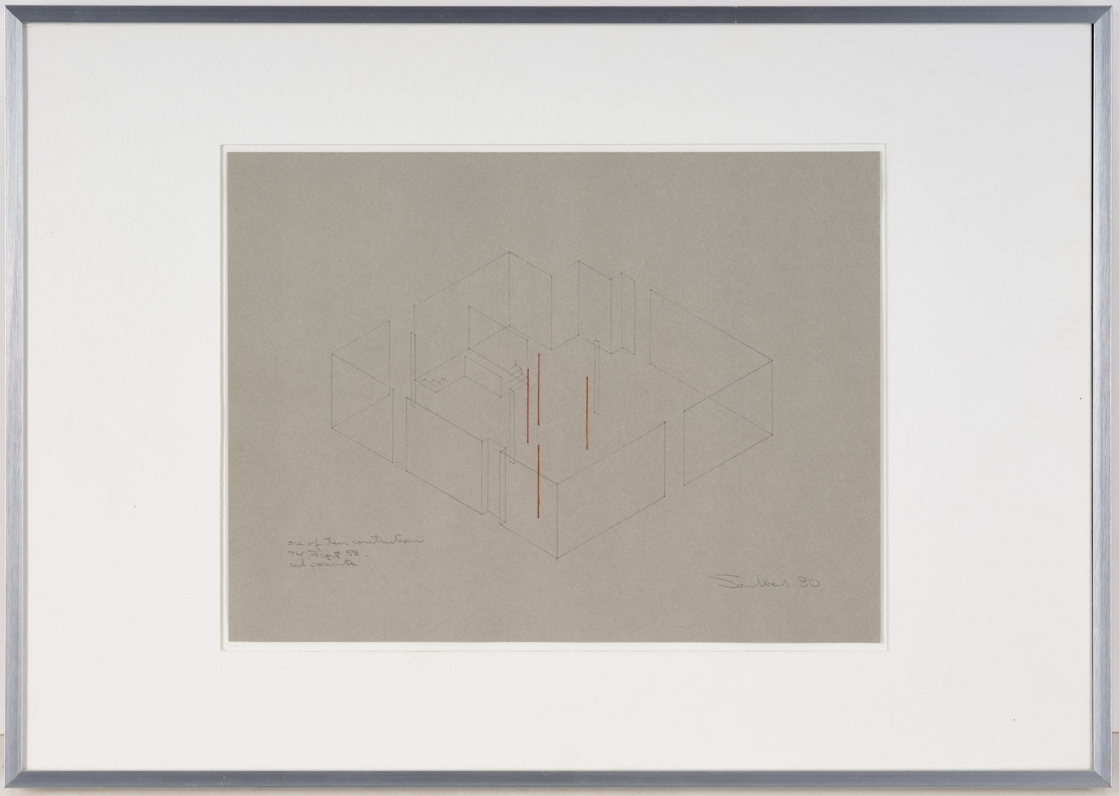 Fred Sandback | One of ten constructions 74 Front St. red variants ...