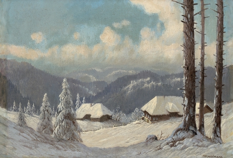 Artwork by Karl Hauptmann, Blick in ein verschneites Schwarzwaldtal, Made of oil on canvas