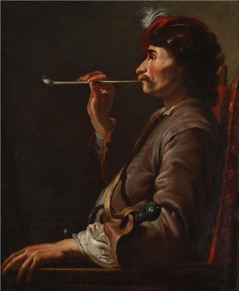 Matthias Stomer | PORTRAIT OF A MAN SMOKING A PIPE | MutualArt