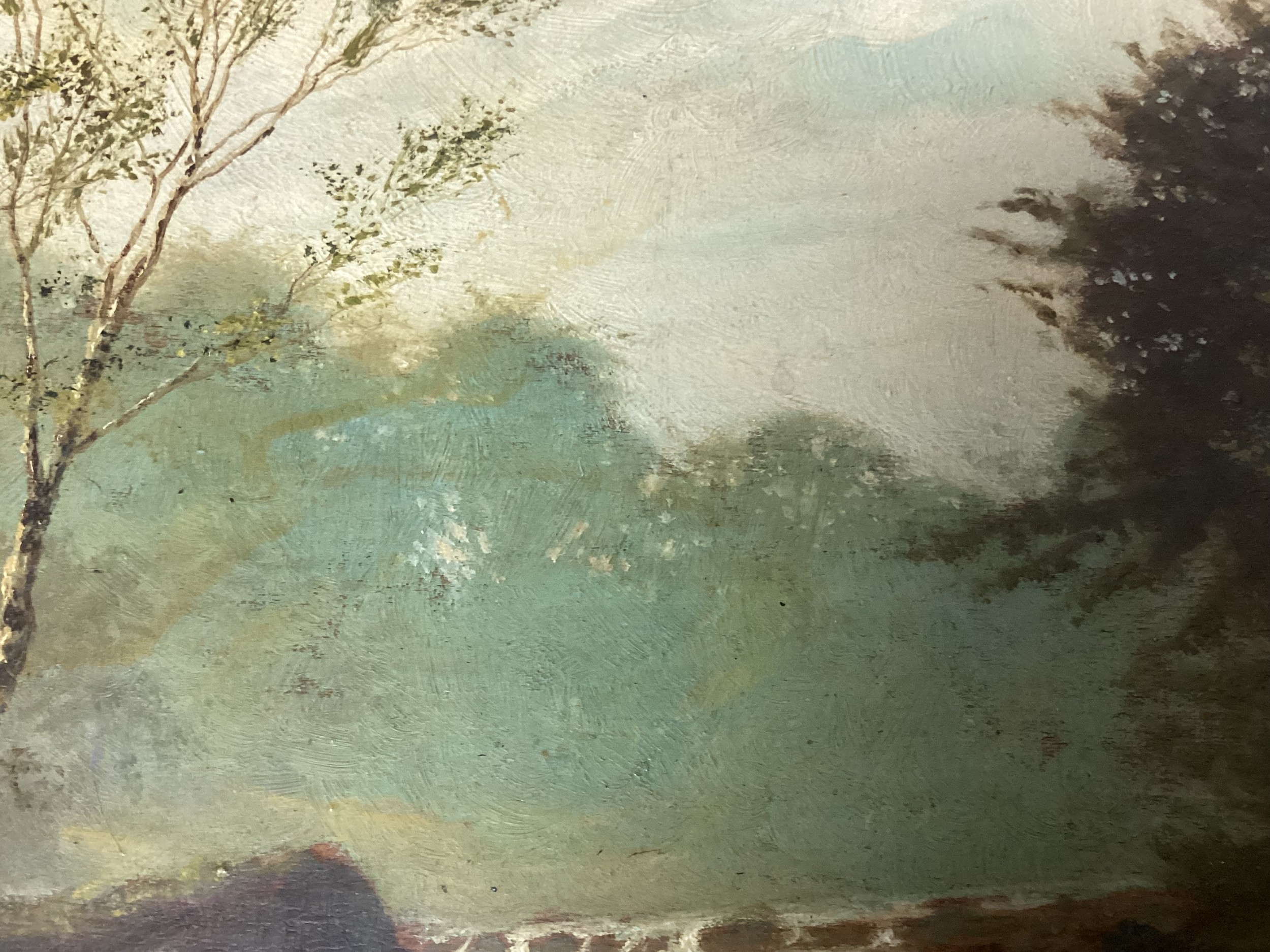 Artwork by Louis Hubbard Grimshaw, river scene, Made of Oil On Board