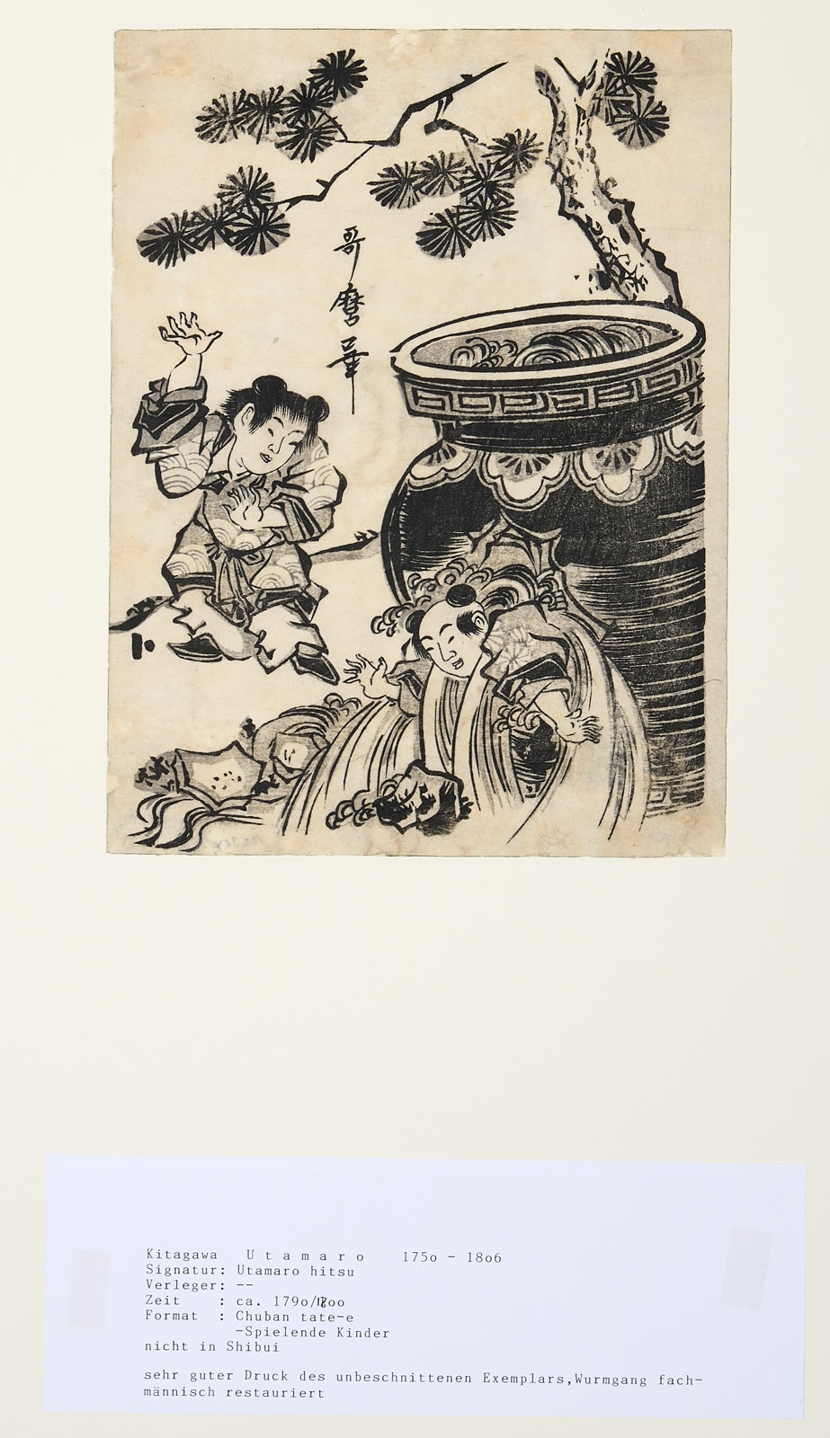 Artwork by Kitagawa Utamaro, Spielende Kinder, Made of color woodcut