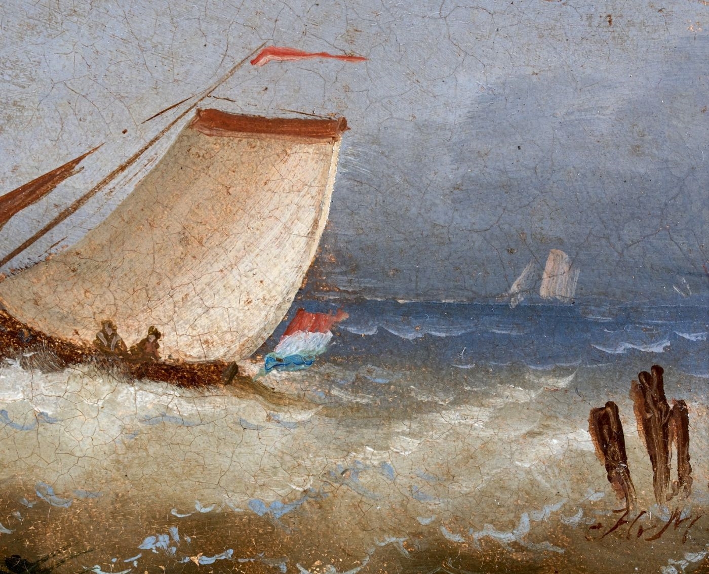 Artwork by Hendrik Willem Mesdag, Küstenszene mit Segelbooten, Made of oil on wood