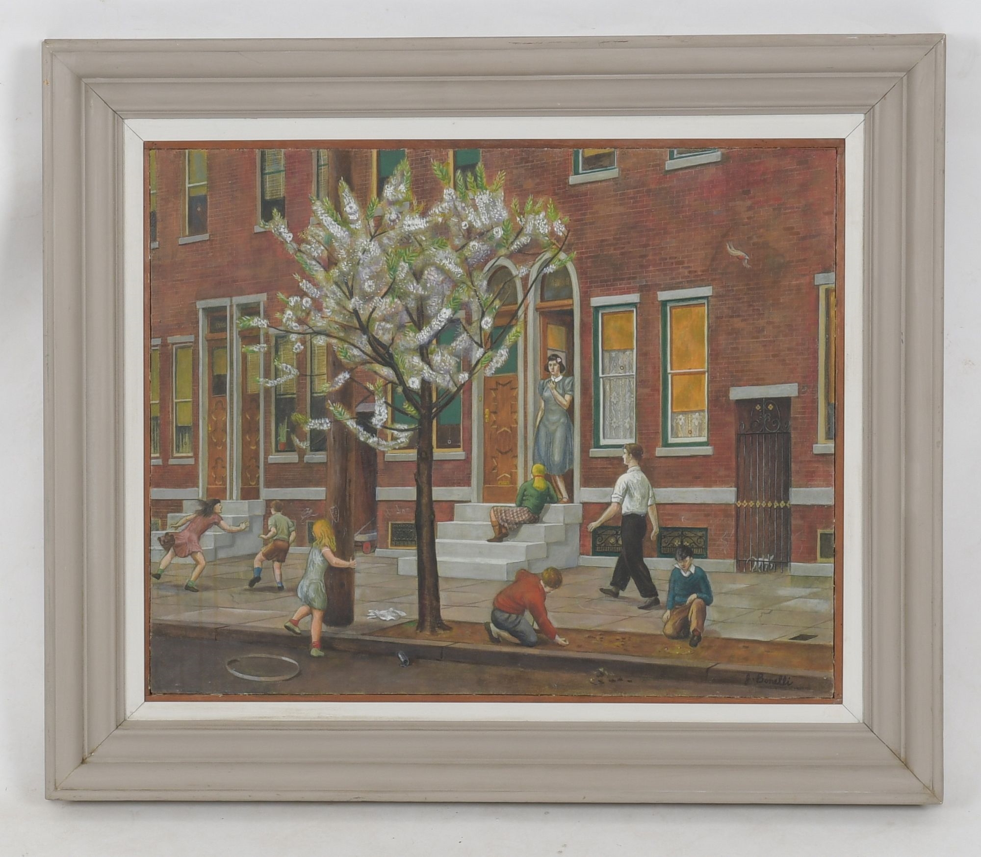 Artwork by James P. Bonelli, Spring in the City, Made of Oil On Board