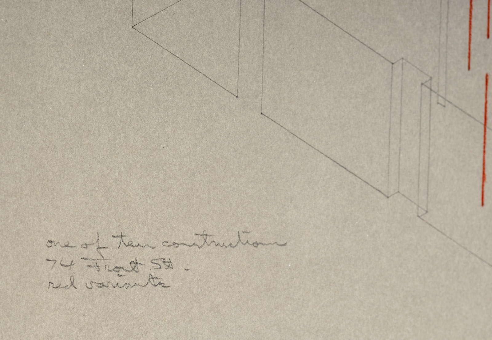 Fred Sandback | One of ten constructions 74 Front St. red variants ...
