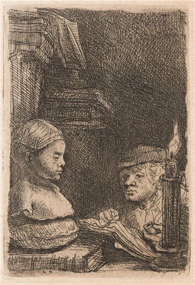 Rembrandt van Rijn | Man Drawing from a Cast (Circa 1641) | MutualArt