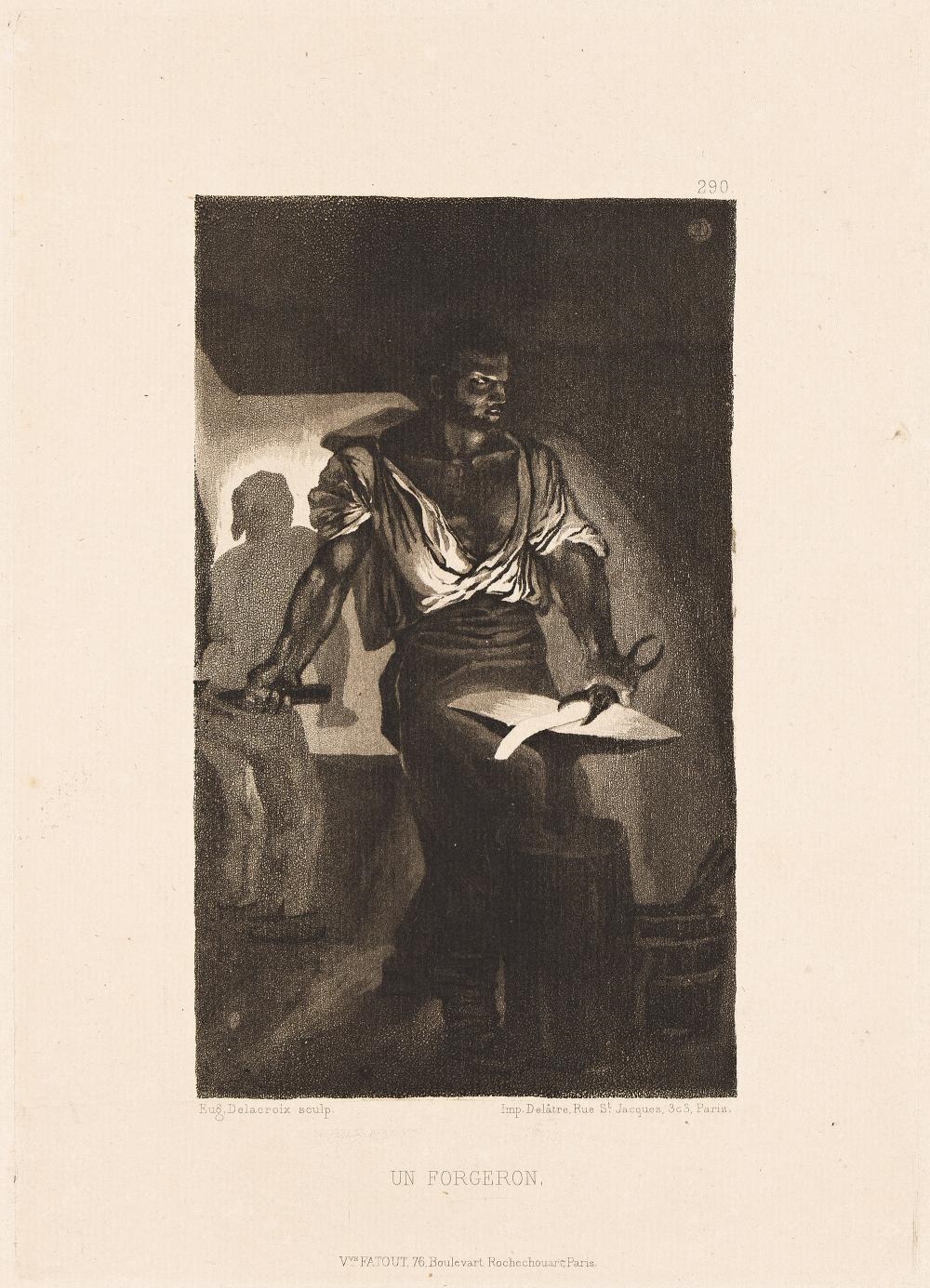 Artwork by Eugène Delacroix, Un forgeron, Made of Aquatint
