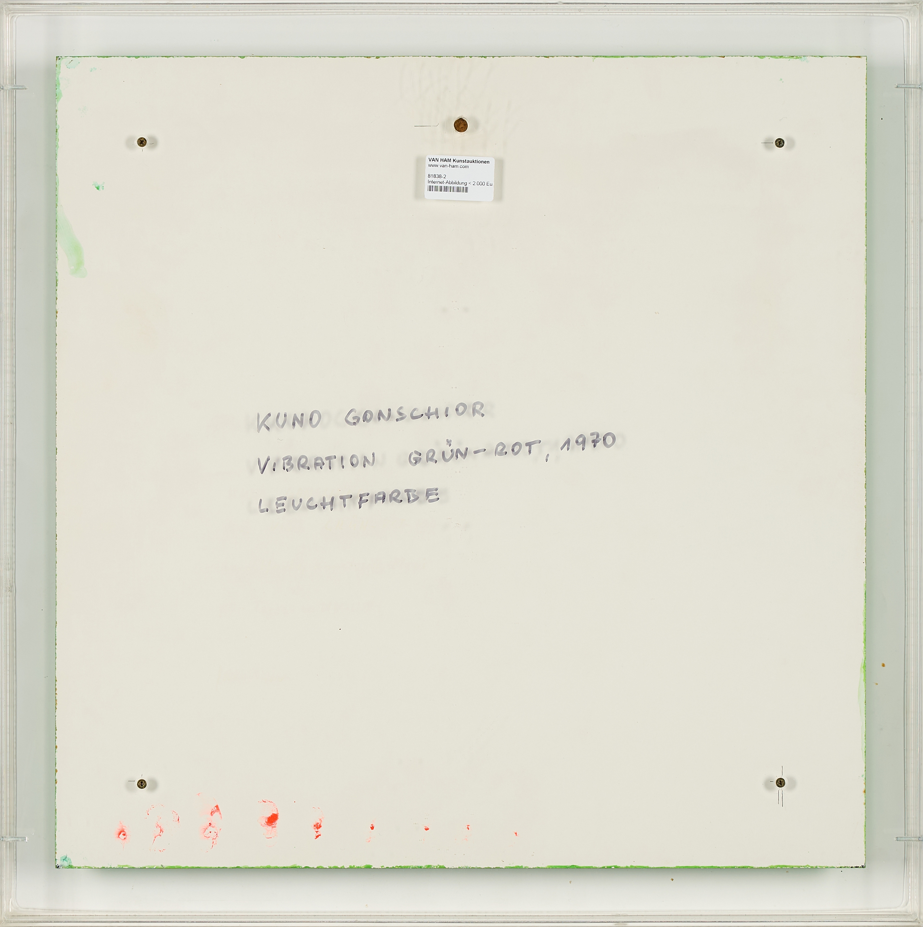 Artwork by Kuno Gonschior, Vibration Grün-Rot, Made of Oil On Wood