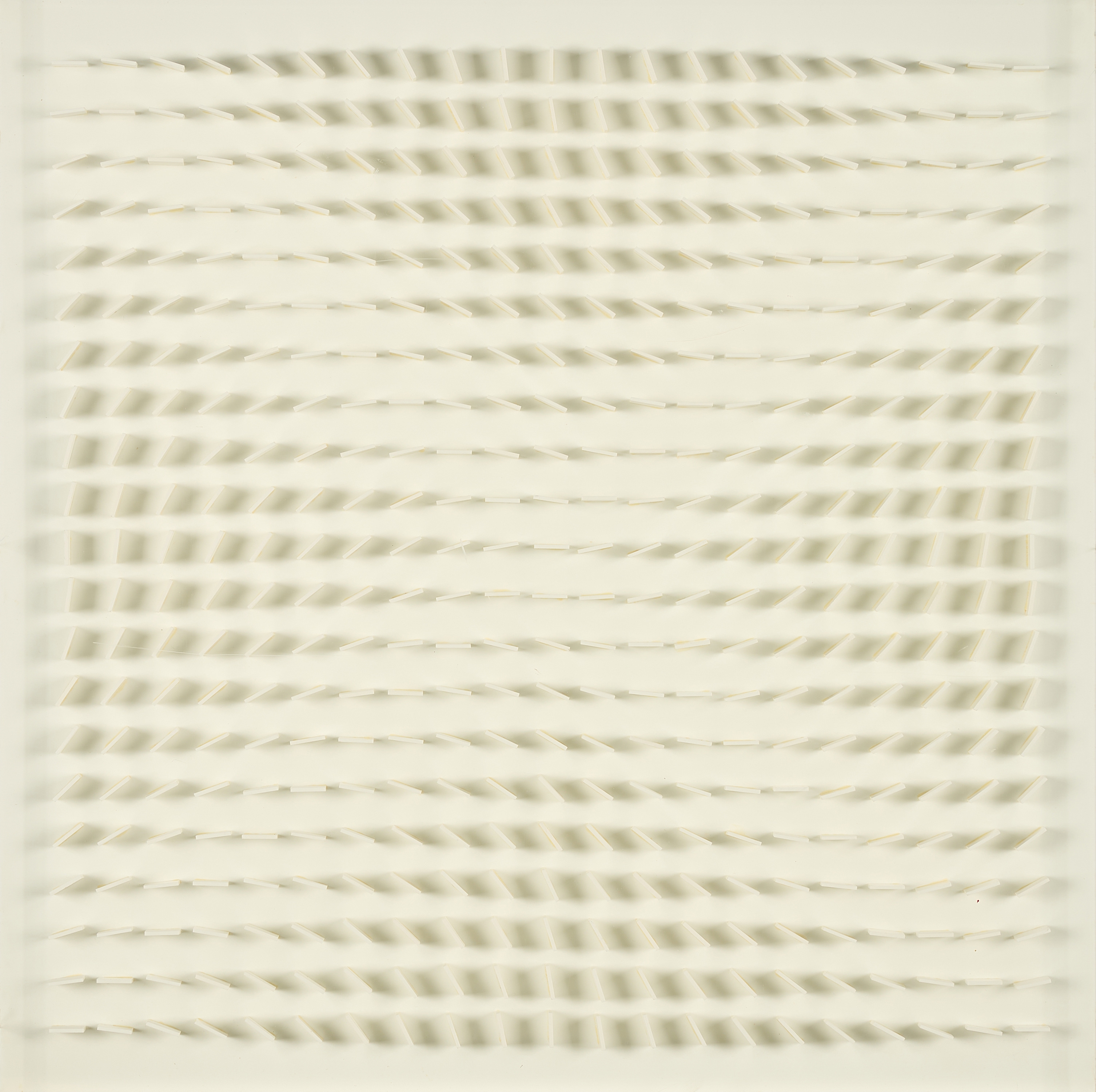 Artwork by Hartmut Böhm, Quadratrelief XIII, 9, Made of Visually Changeable Relief Made Of Cardboard Parts On Wood