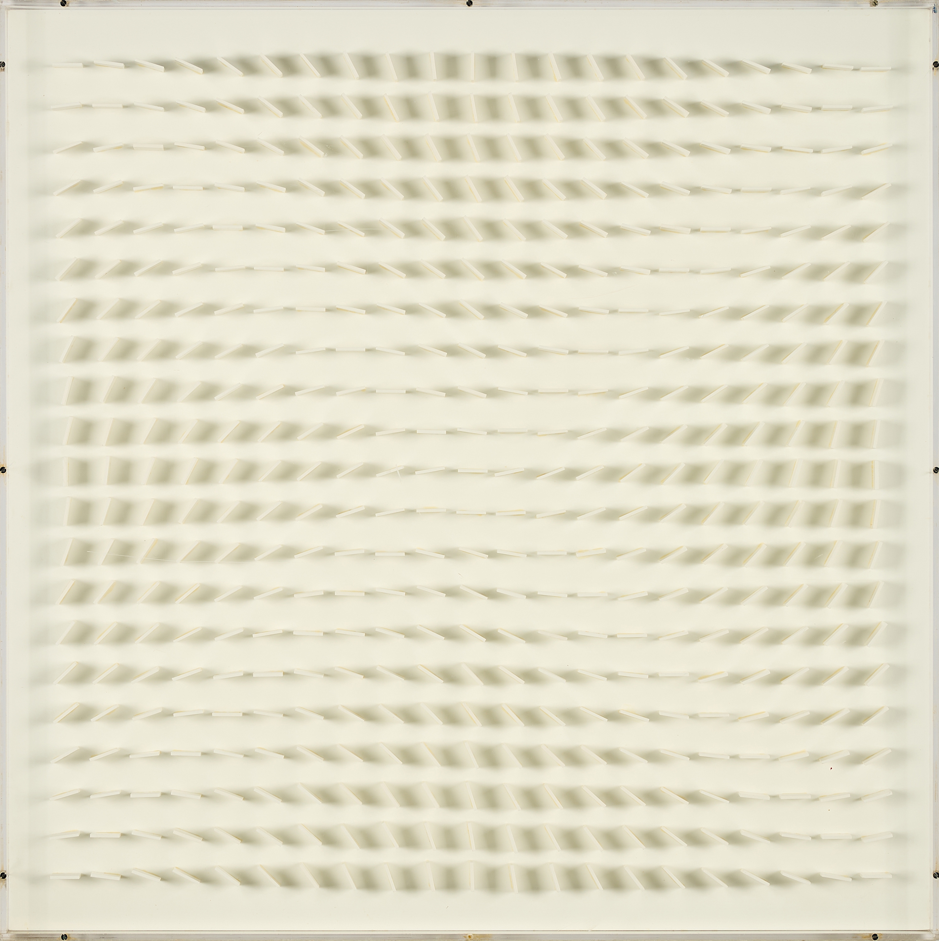 Artwork by Hartmut Böhm, Quadratrelief XIII, 9, Made of Visually Changeable Relief Made Of Cardboard Parts On Wood