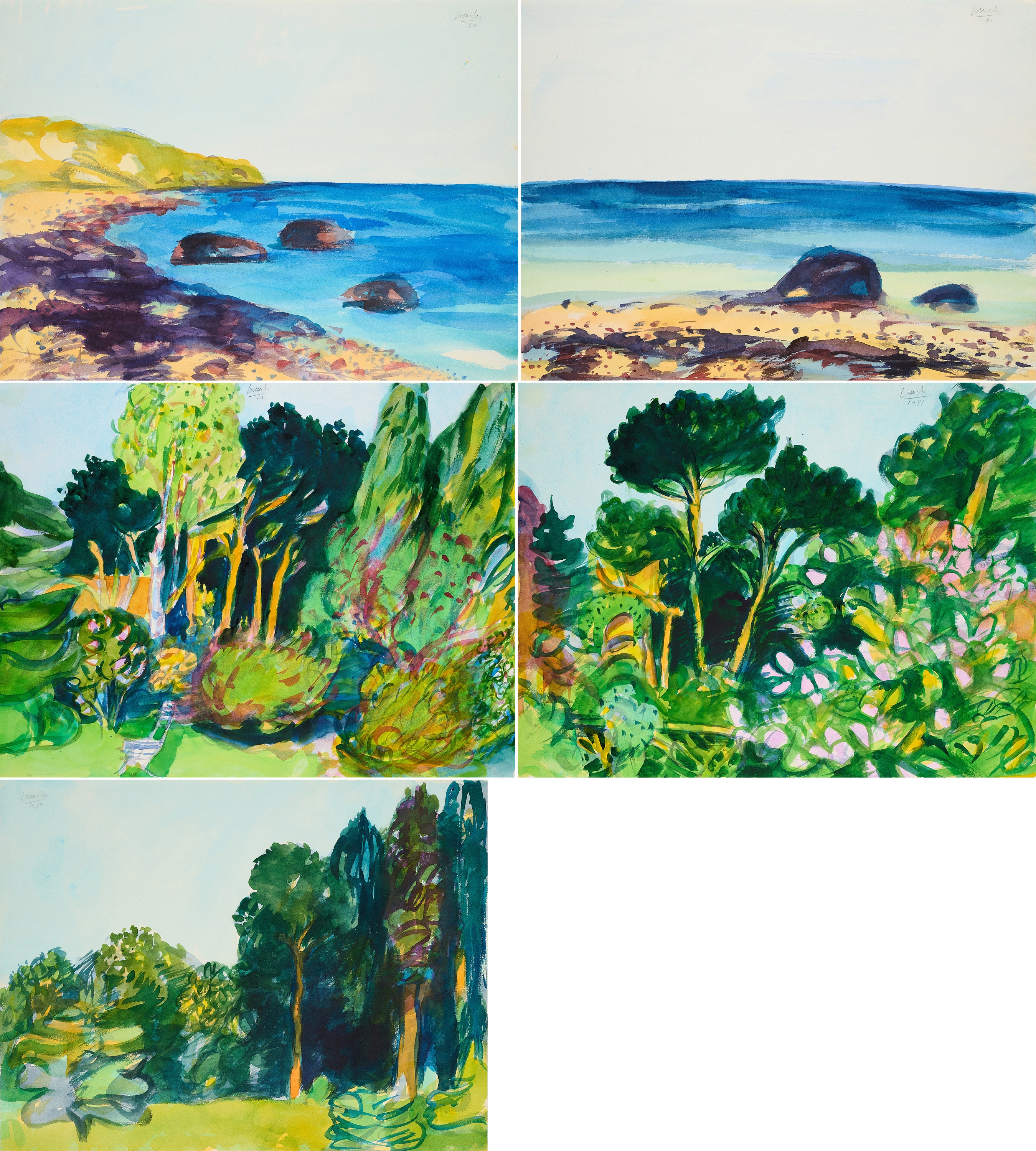 Artwork by Dietmar Lemcke, Mixed Lot of 5 Watercolours, Made of Watercolour On Thin Card