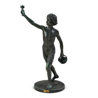 Standing Bronze Model of a Male Youth with Flowers - Jules-Pierre van Biesbroeck