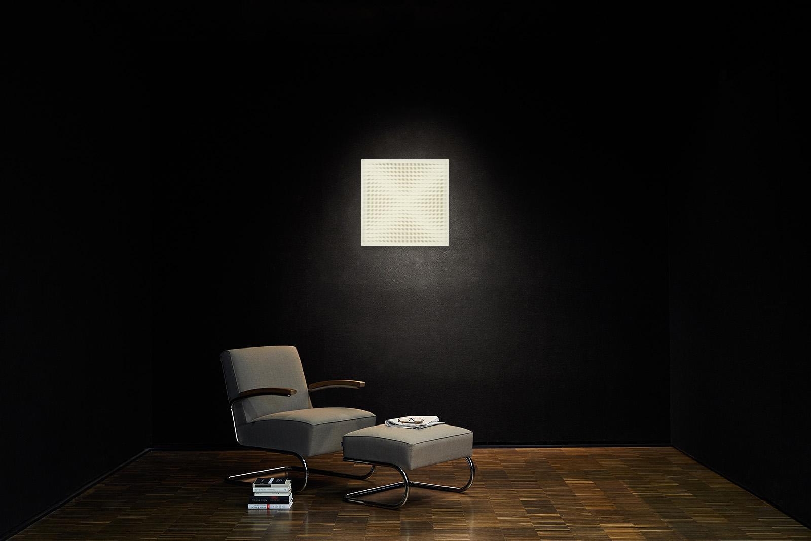 Artwork by Hartmut Böhm, Quadratrelief XIII, 9, Made of Visually Changeable Relief Made Of Cardboard Parts On Wood