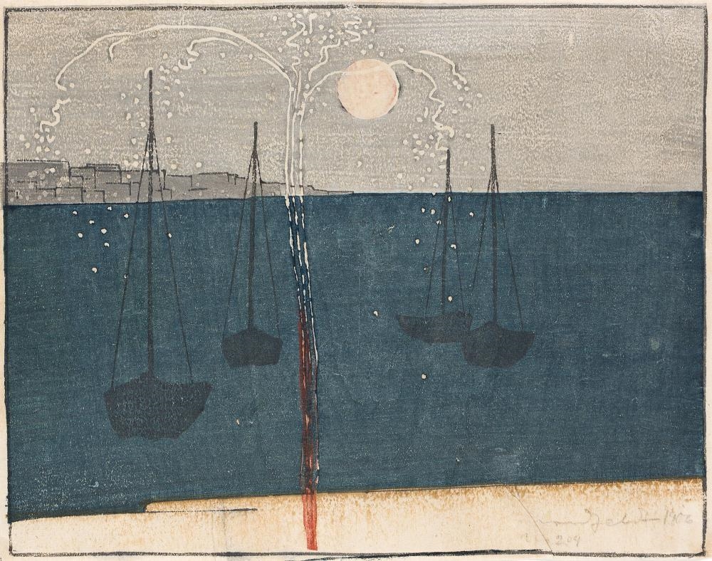 Artwork by B.J.O. Nordfeldt, The Skyrocket, Made of Color Woodcut On Japan Paper