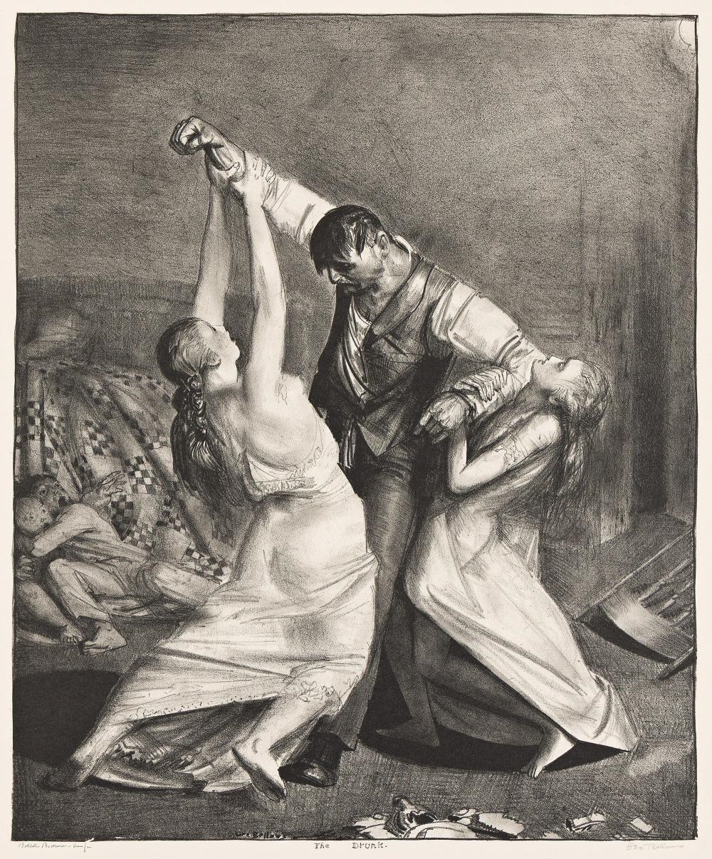 Artwork by George Bellows, The Drunk, First Stone, Made of Lithograph