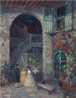 Ladies in Brulatour Courtyard (New Orleans - Knute Heldner