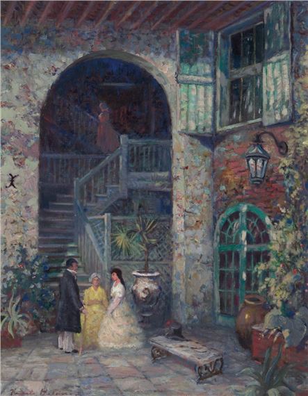 Ladies in Brulatour Courtyard (New Orleans - Knute Heldner