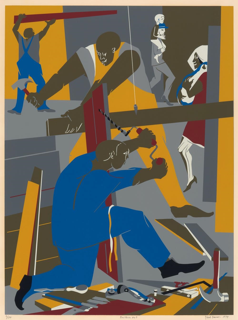 Artwork by Jacob Lawrence, Building No. 3, Made of Lithograph On Paper