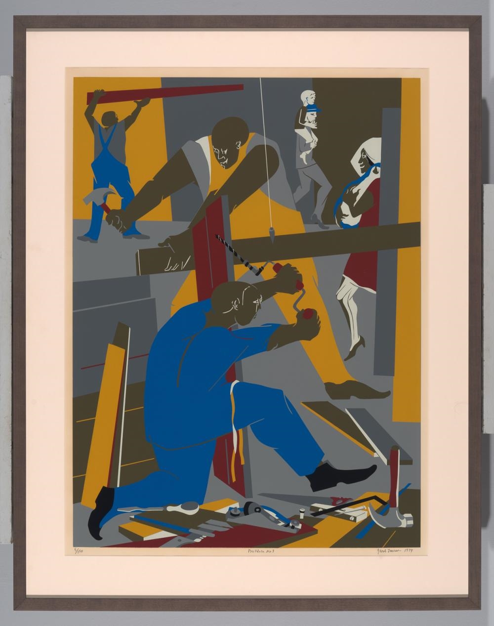Artwork by Jacob Lawrence, Building No. 3, Made of Lithograph On Paper