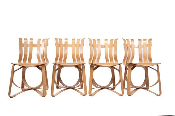 Set of 4 Frank Gehry Knoll Hat Trick Chairs by Frank Gehry, circa 1990