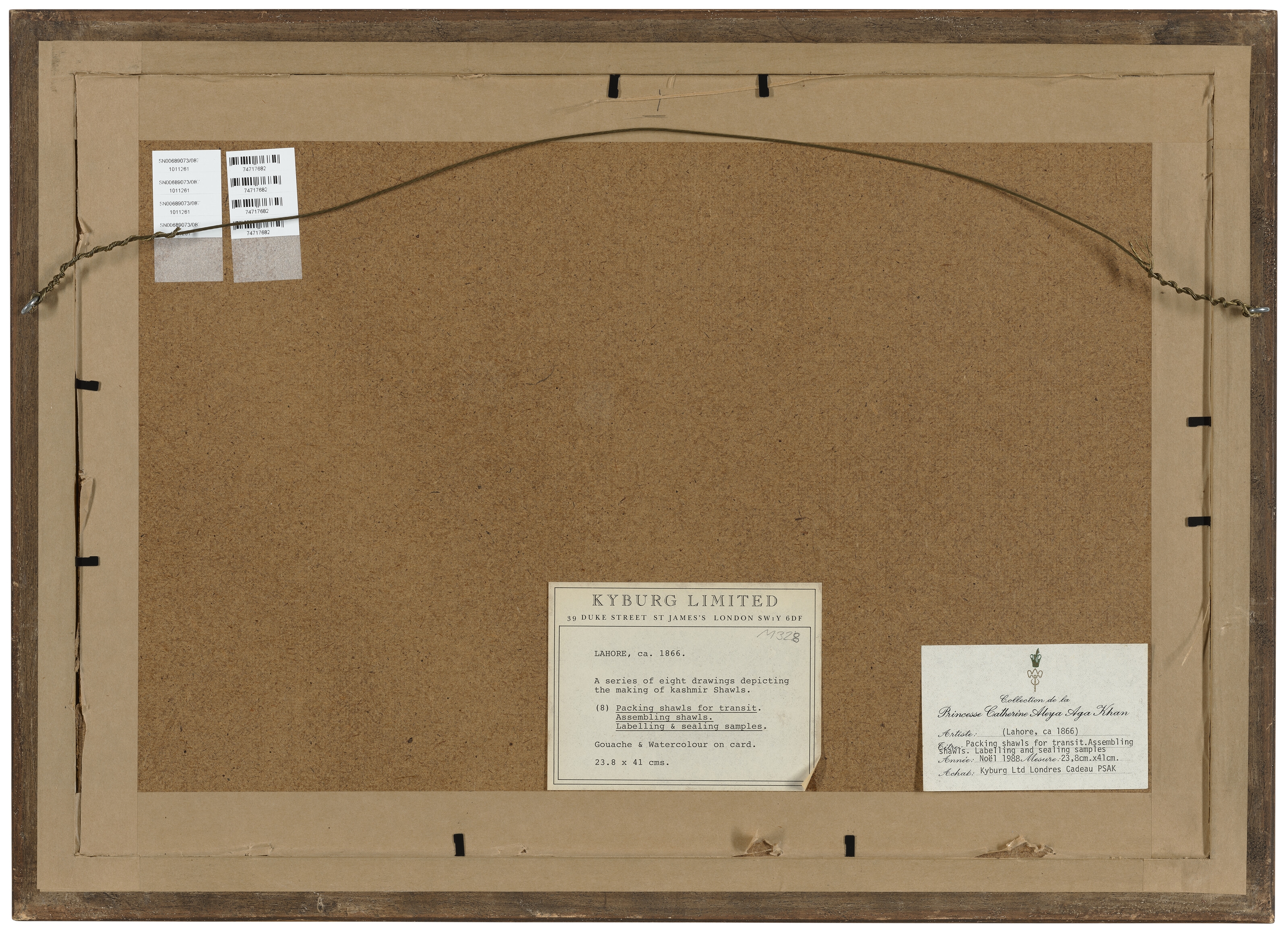 Artwork by Bishan Singh, Amritsar School, 19th Century, PRESENTING SHAWLS TO THE CUSTOMS OFFICIAL (DAROGHA) BEFORE PACKING, Made of Translucent pigments heightened with gold on card, set within a pair of doubled blue rules, the white margins plain