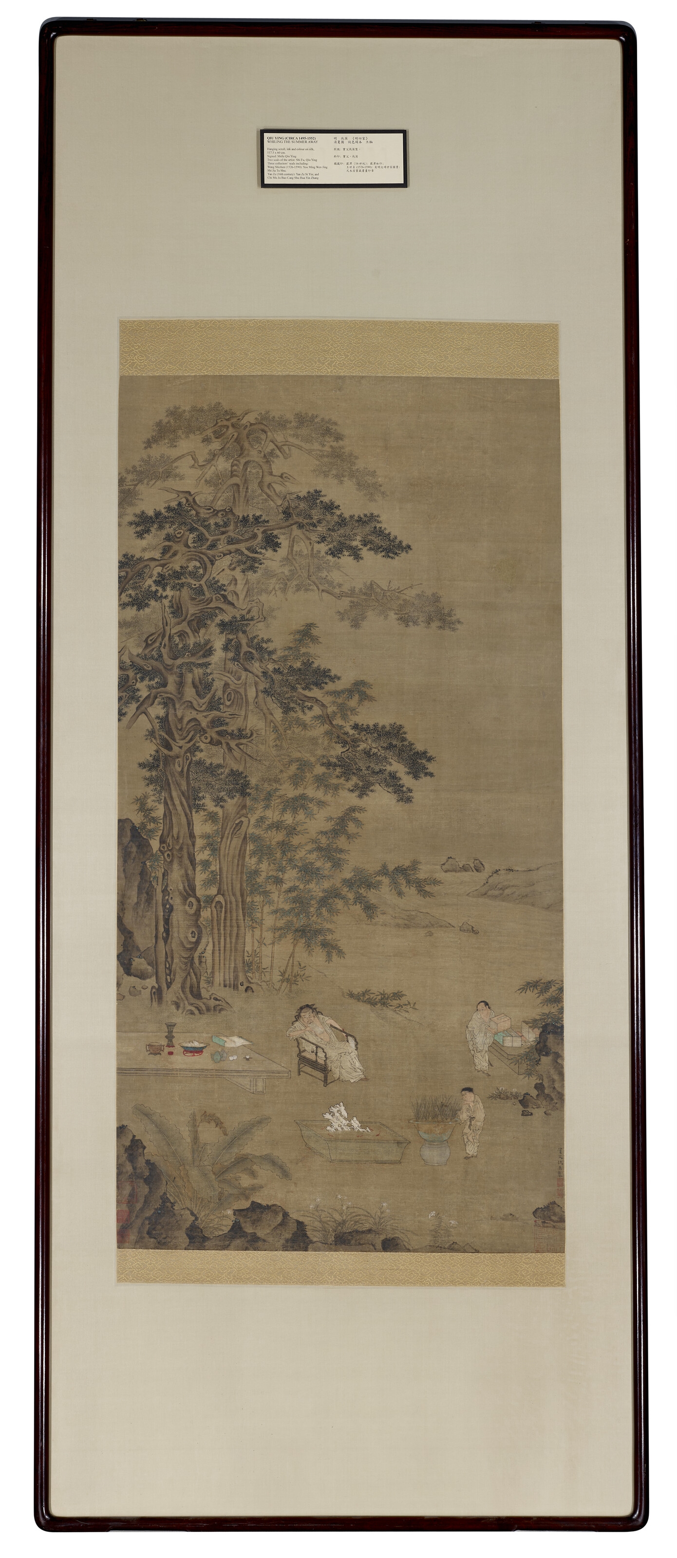 Artwork by Qiu Ying, Whiling the Summer Away, Made of Scroll, ink and colour on silk