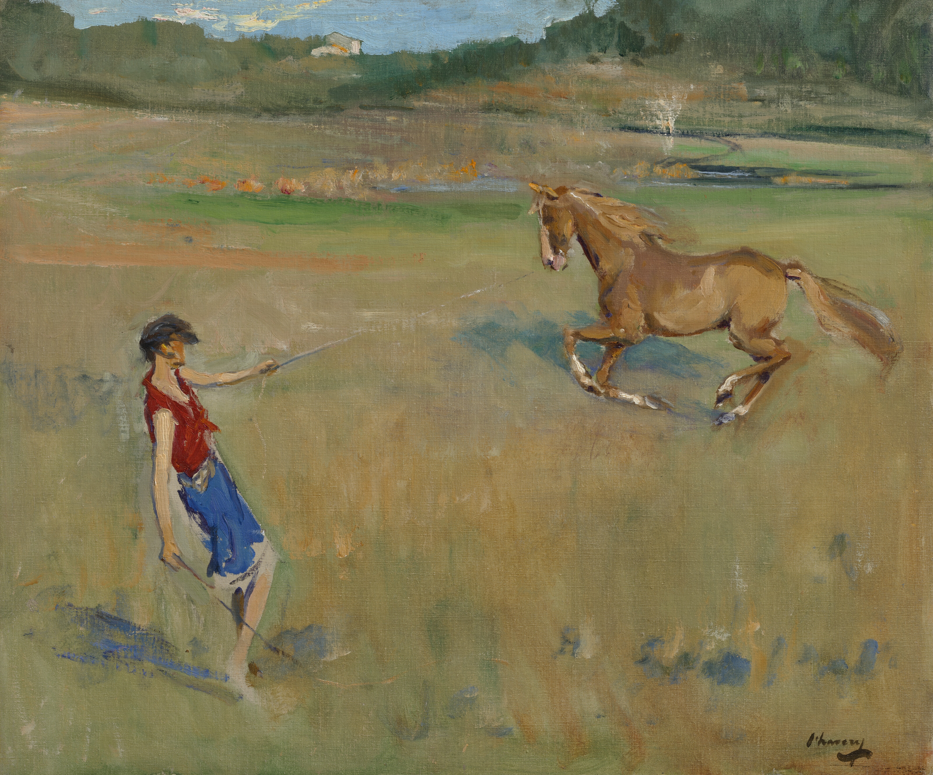 Artwork by John Lavery, Schooling the Pony, Made of offset