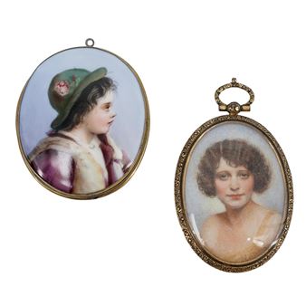 Hand-Painted Porcelain Cabochon Portraits - Carl Böhner