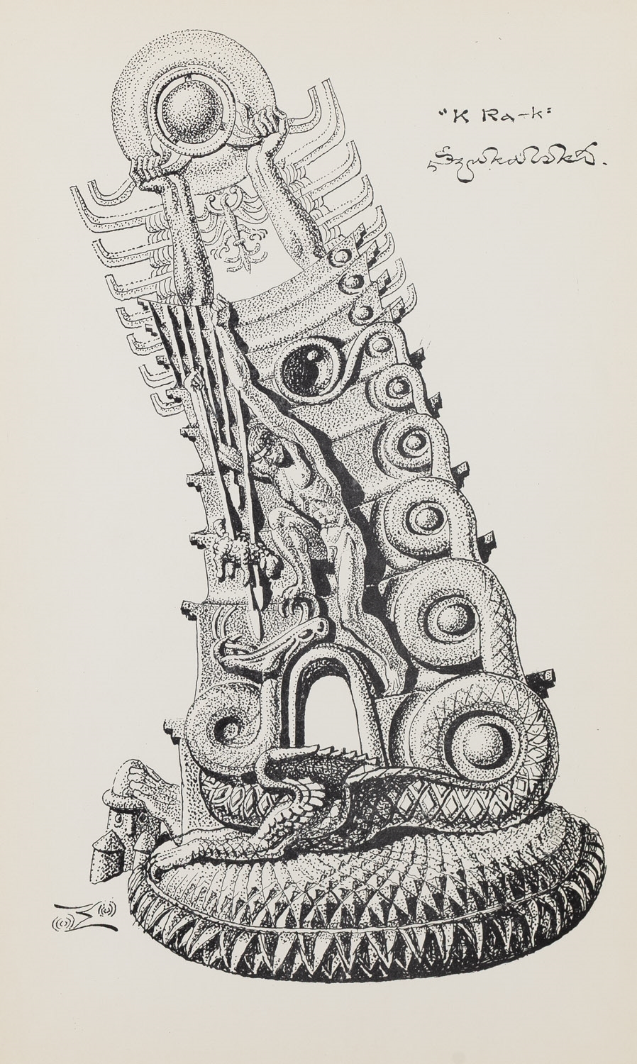 Artwork by Stanislaw Szukalski, Krak" ("Krak zabijający smoka, Made of cynkografia/paper