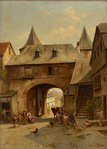 Vue d’une ancienne porte du château de Braunfels en Allemagne - Jacques François Carabain