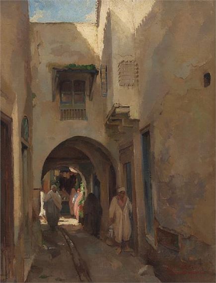 Venelle animée à Tunis - Max Moreau