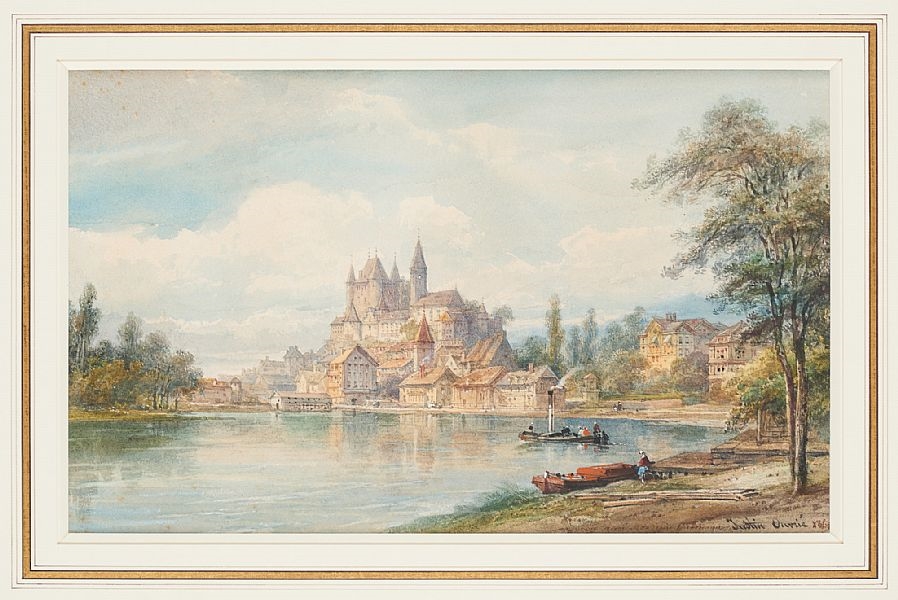 Artwork by Pierre Justin Ouvrié, Château au bord de l’Aar, Made of mixed media