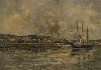 Trois mâts à vapeur dans l’estuaire