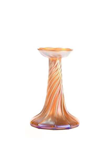 A Favrile glass candlestick by Louis Comfort Tiffany