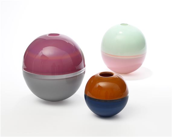 Three globular glass vases - David Knight