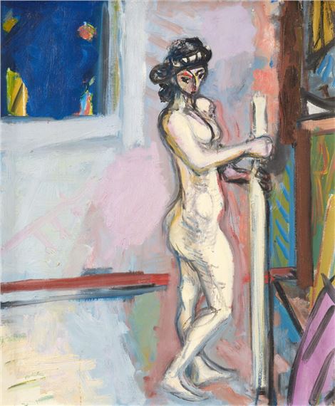 Stehender Akt mit Stab - Max Gubler