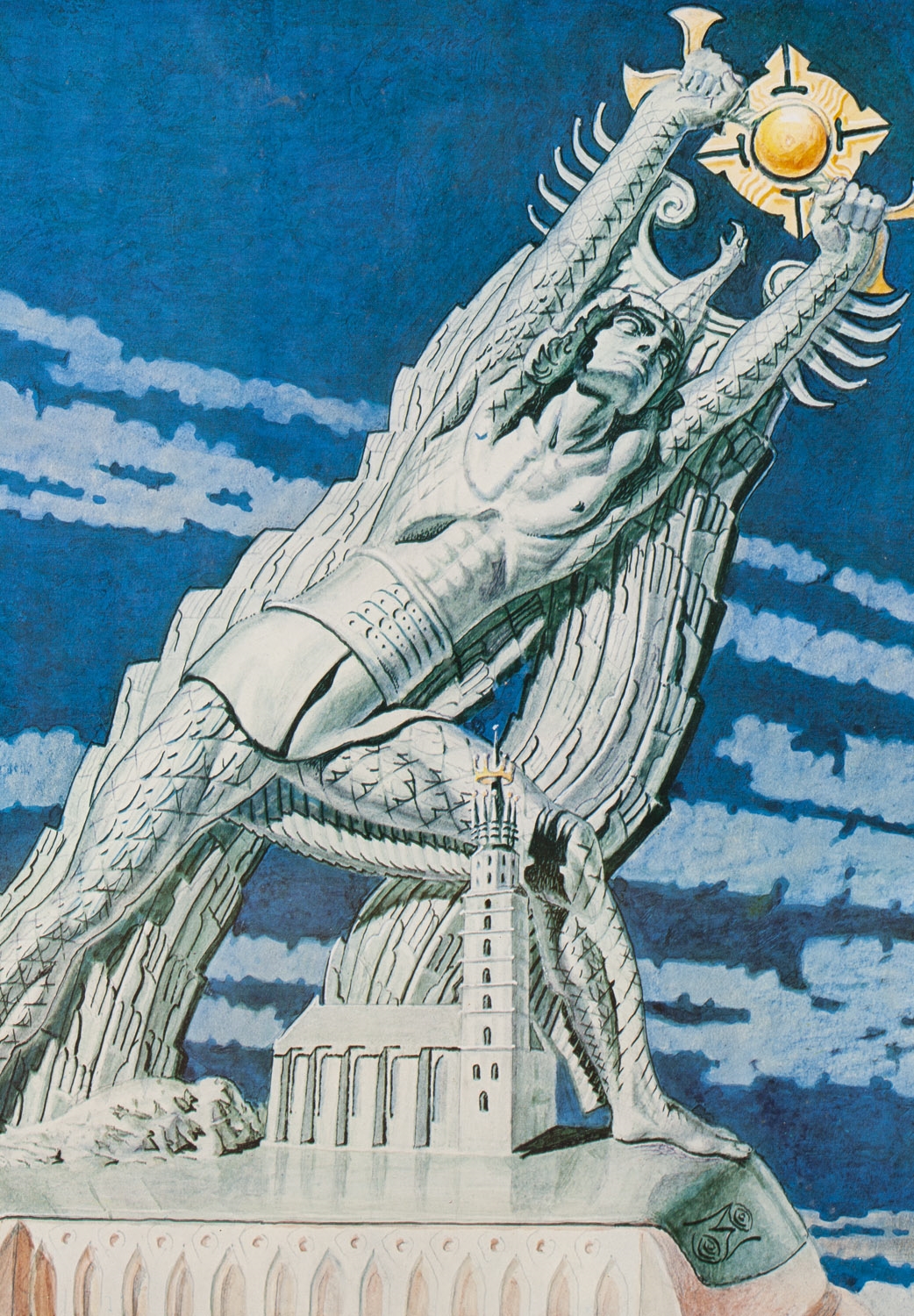 Artwork by Stanislaw Szukalski, Kopernik poskramiający słońce, Made of print/paper