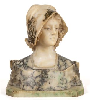 CARVED MARBLE BUST OF A DUTCH WOMAN - Christoforo Vicari