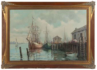HARBOR SCENE MARINE PAINTING - Antonis Karafyllakis