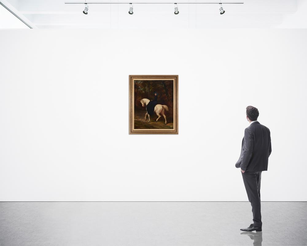 Artwork by Continental School, 19th Century, Woman on horseback, Made of Oil On Canvas Laid To Waxed Canvas