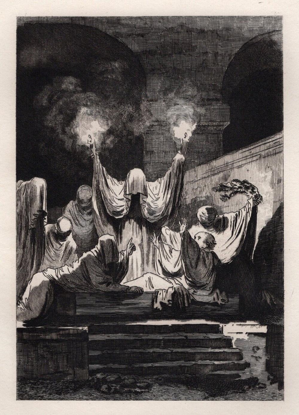 Artwork by Jean-Honoré Fragonard, Feronde or Purgatory - Tale of La Fontaine, Made of Etching On Laid Paper