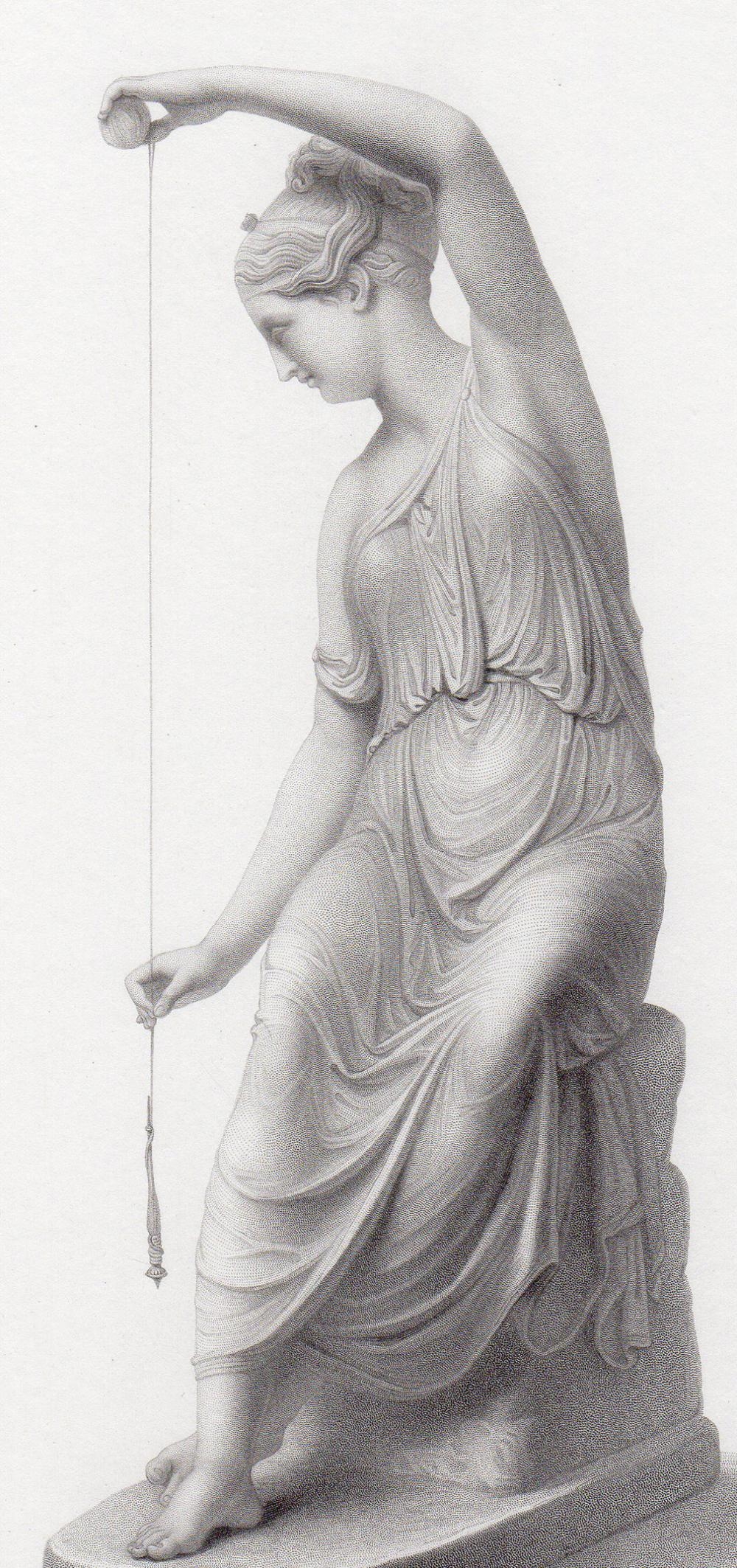 Artwork by Johann Gottfried Schadow, The Woman Spinning Wool, Made of Antique Engraving On Wove Paper