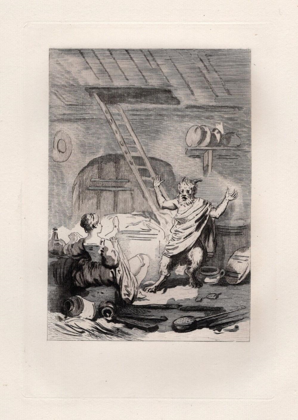 Artwork by Jean-Honoré Fragonard, The Devil of Papefiguiere, Made of Etching On Laid Paper