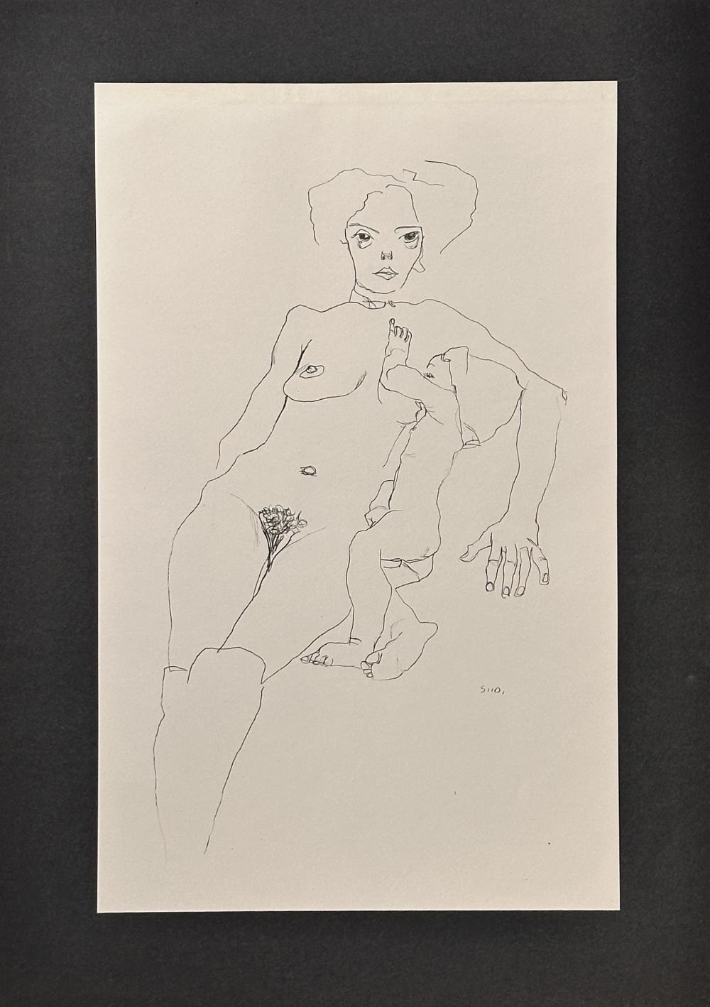 Artwork by Egon Schiele, HANDZEICHNUNGEN PORTFOLIO OF 15 PRINTS, Made of Collotype