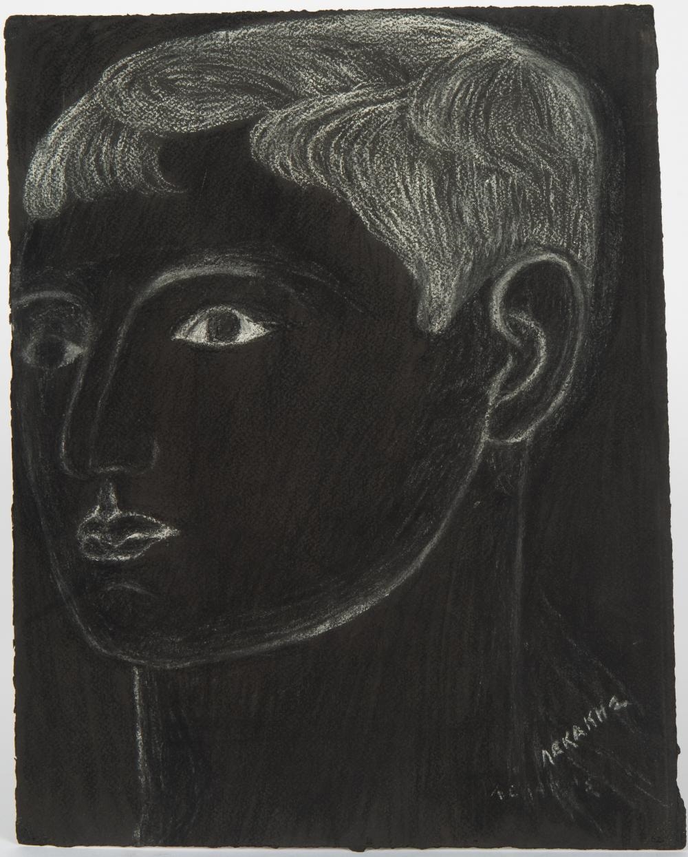 Artwork by Michael Lekakis, A Portrait of a Man, Made of Chalk On Paper